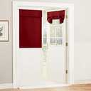 RYB HOME Blackout Door Curtain - Privacy Thermal Insulated Tricia/Front/Patio French Door Window Sidelight Curtain Tie up Shade, W30 x L40 inch, 1 Panel, Red