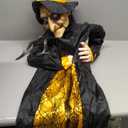 Halloween Hanging Witch Decorations Outdoor, Flying Talking Ghost Decor Light Up Eyes Sound Activated, Outside Indoor Haunted House Prop for Lawn Yard Garden (Hanging Witch)