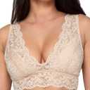 Smart & Sexy womens Signature Lace Deep V Neck Wireless Bralette, Bralettes for Women With Support, Bralettes and Bralette Pack (Beige, XXL)