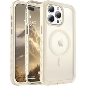 Magnetic for iPhone 15 Pro Case, [Compatible with MagSafe][Military Grade Drop Protection][Heavy Duty Protection][Non-Slip][Shockproof] 2-Layer Durable Bumper Phone Case 6.1''-Antique White