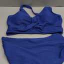 Herseas Women's Textured Bikini Sets Twist Front Top Swimsuits High Waisted Bathing Suits (XX-Large, Royal Blue)