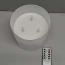 Eywamage 3 Wick Clear Glass Flameless Candle with Remote, Large Flickering LED Battery Pillar Candle  6" H 6"