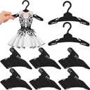 Soulchen 50 Pcs Doll Clothes Hangers for 18 Inch Dolls, Black Plastic Clothes Hangers with Non-Slip Clips, Space-Saving Wardrobe Accessories for Gown Dress Outfit