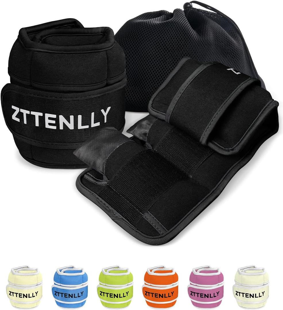Adjustable Ankle Weights for Women Men and Kids | 1 Pair 10Lbs Leg Wrist Ankle Weight Straps for Yoga, Walking, Running, Aerobics, Gym, Dance, Pilates, Cardio (Black), 10lb( 5*2)