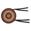 VHC Brands Beckham Round Seat Cushion Chair Pad, Red Black Tan, Jute Blend with Ties, 15x15 Inches