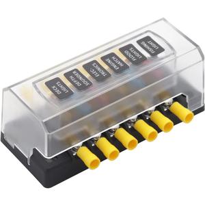 6 Way Fuse Block Automotive Boat Marine Car Camper Trailer RV Motorhome Solar Power Fuse Box 12V - 32V Red LED Indicator