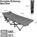 Northroad Camping Cot for Adults with Cushion and Pillow, Portable Folding Bed for Sleeping, Lightweight Tent cot with Carry Bag Supports 450 lbs (Grey), Large