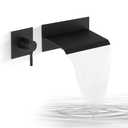 BATHLAVISH Waterfall Bathtub Faucet Wall Mount Single Handle Bath Tub Faucet with Rough in Valve High Flow Waterfall Tub Spout Mixer Tap Lavatory with Tabletop, Matte Black
