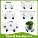 4 Packs 16 Inches Extra-large Clear Plant Caddy Plant Saucers on Wheels Rolling Plant Stands Heavy-duty Plant Dolly Plastic Planter Roller Base Pot Movers Outdoor Plant Tray Coaster