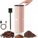 Portable Electric Conical Burr Coffee Grinder, USB-C Rechargeable Cordless Handheld, Adjustable Settings & Auto-Stop, Metal Shell for Travel, Camping, Home Espresso & French Press - Pink