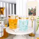 I00000 200 Pack Gold Plastic Cups, 10 oz Clear Plastic Cups Gold Rimmed Disposable Wine Glasses Fancy Disposable Party Cups Wedding Cup Drinking Tumblers Cocktail Glasses with Gold Rim, 10oz-200pcs