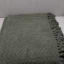 RECYCO Knit Chenille Throw Blanket, Textured Knitted Throw Blankets w/Tassels, Decorative Warm Soft Woven Throw for Couch Bed, Sage Green, 50x60 in
