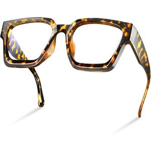 livho Oversized Eyewear Frame for Woman and Men - Rectangle Fashion Glasses for Computer, Chic Preppy Frame
