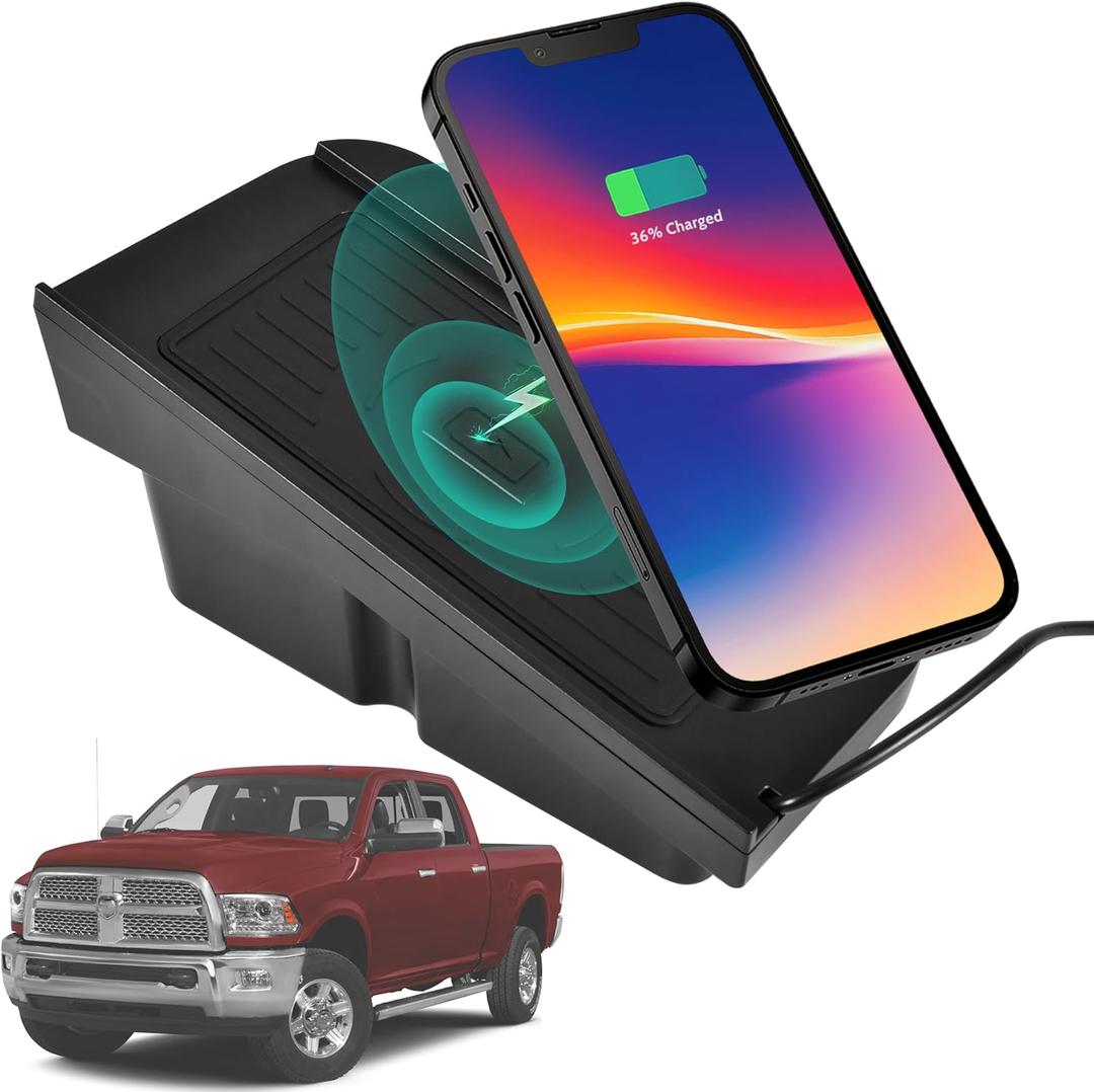 Wireless Charger for Dodge Ram, Center Console Phone Wireless Charging Pad Panel for Dodge Ram 1500 2013-2015 / Ram 2500 2010-2015 / Ram 3500 2011-2015 Accessories