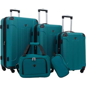 Travelers Club Chicago Hardside Expandable Spinner Luggage, Teal, 5 Piece Set
