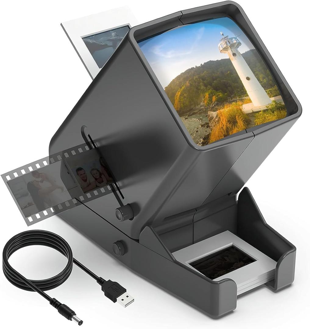 DIGITNOW 35mm Slide Viewer, 3X Magnification and Desk Top LED Lighted Illuminated Viewing and Battery Operation-for 35mm Slides & Positive Film Negatives 4AA Batteries Included