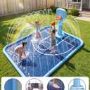 Splash Pad for Kids & Dogs, 138x118'' Large Sprinkler Pad with Basketball Hoop, Thickened Non-Slip Splash Mat, Outdoor Water Toy for Kids & Family Backyard Play