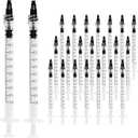 30 Pack 1ml Luer Lock Syringe without Needle - 1cc Plastic Syringes for Liquid, Individually Sterile Sealed with Cap, for Colostrum Collection, Oral, Pet Feeding, Glue, Oils