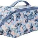 Bioworld Disney Stitch Poses All-Over Print 9" Blue Cosmetic Bag