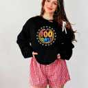 100 Days of School Shirt : Women 100 Days of School Sweatshirt Cute Teacher Long Sleeve Shirts School Teachers Gifts Tops (Black, L)