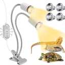 Reptile Heat Lamp, Dual Head Reptile Light with Cycle Timer, Dimmable UVA/UVB Basking Light for Turtle Tortoise Lizard Snake Bearded Dragon and More, 4 Bulbs (2PCS 25W + 2PCS 50W) Included