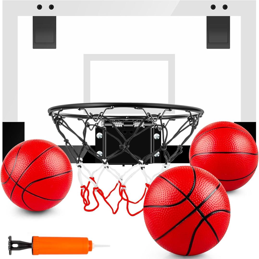 Indoor Basketball Hoop Boys Gifts for Teens Door Room Basketball Hoop Mini Hoop with Scoreboard, 3 Balls and Batteries Basketball Toys for 8 9 10 11 12