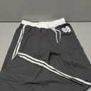 WDIRARA Women's Wide Leg Baggy Sweatpants Side Striped Number Graphic Track Pants with Pockets S, Black