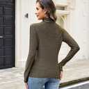 Sparkly Tops for Women, Turtleneck Long Sleeve Slim Fit Glitter Tee Blouse Tops (Gold, L)