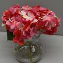 Hollyone Hydrangea Artificial Flowers with Glass Vase Fuchsia Silk Faux Flowers Arrangements in Vase with Faux Water Fake Floral Bulk Bouquet for Home Decor Table Centerpiece Decorations
