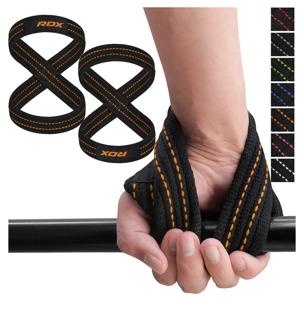 Weight Lifting Straps Figure 8, Anti Slip Strap with Cuffs Wrist Support for Gym Workout Deadlift Powerlifting Bodybuilding Weightlifting, Fitness Strength Training, Hand Bar Grip for Men