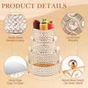 Uiifan 4 Pcs Crystal Gold Cake Stand Set 4 Size Elegant Round Dessert Display Metal Cupcake Stand with Mirror Plate Crystal Beads for Party Birthday Festival Anniversary Holiday 8/10/ 12/14''