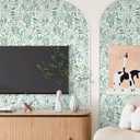 Peel and Stick Wallpaper - Green and White Leaf Wallpaper Removable Waterproof Contact Paper for Cabinets Bedroom Self-Adhesive Wall Cover Vinyl 16.1x197