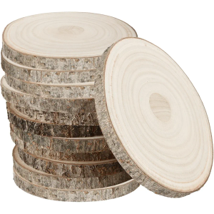 QTLCOHD 12 Pcs 7-8 Inch Large Wood Slice for Centerpieces, Natural Rustic Unfinished Wood Slab, Round Wooden Circle with Bark for Tables, Wedding Decoration, DIY Painting Crafts, Christmas Decor