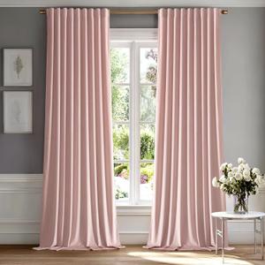 MIULEE Baby Pink Velvet Curtains 108 inches - Luxury Blackout Curtains for Bedroom Living Room Thermal Insulated Super Soft Window Drapes Rod Pocket & Back Tab, W52 x L108 inches, 2 Panels