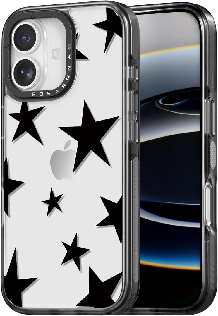 for iPhone 17 Case Cute - Durable Shockproof 6.6 ft Drop Impact Phone Case - Funny Five-Pointed Star Design (6.3") Black