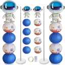Astronaut Balloons Column Stand Kit And Paper Lantern 2 Sets 5.9 Feet with Reusable Metal Telescopic Design For Outer Space Themed Parties, Birthday, Baby Shower