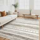 Tortania Area Rug Living Room Rugs - 6x9 Washable Large Soft Neutral Boho Moroccan Bohemian Farmhouse Rug Indoor Floor Carpet for Bedroom Under Dining Table Home Office Decor - Cream Brown