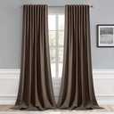 MIULEE Chocolate Brown Back Tab Blackout Curtain 96 Inch Long 2 Panels Set for Bedroom, Rod Pocket/Pinch Pleat Thermal Insulated Living Room Darkening Pleated Light Blocking Floor to Ceiling Drape, 52"W x 96"L