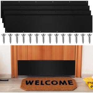 Dunzy 8 x 36 Inches Metal Kick Plate for Bottom of Door Aluminum Kick Plates with Screws for Wood Metal Door Interior/Exterior Anti Scratch Protection(Black,2 Piece)
