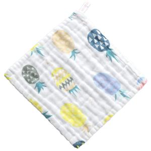 6 Layers of Baby Washcloths Natural Muslin Cotton with Cartoon Printed Design, Newborn Baby Face Towel Perfect Gifts Set of 6, Extra Soft, Breathable, 10x10 Inches (Big Pineapple)