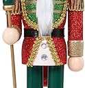 Christmas Nutcracker Decorations Nutcracker Figure 15 Inch Wooden Nutcrackers Collectible Ornament Nutcrackers Soldier for Table Desktop Home Christmas Decor Xmas Indoor Decor Black Hat beat a drum