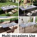 2 x Smiry Rectangle Picnic Table Cloth, Elastic Waterproof Fitted Vinyl Tablecloths, Flannel Backed Buffalo Plaid Table Covers for Dining, Camping, Outdoor (White and Navy, 30" x 48")