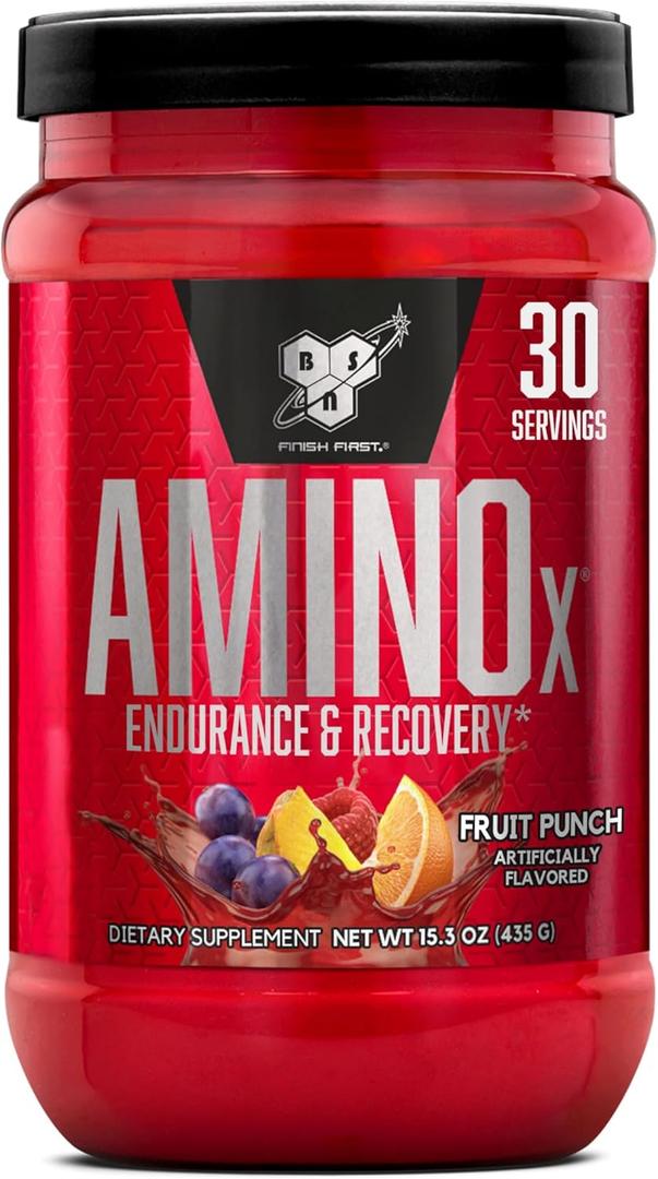 BSN Amino X Muscle Recovery & Endurance Powder, BCAAs, 10 Grams of Amino Acids, Keto Friendly, Caffeine-Free, Support Endurance, Zero Sugar, Fruit Punch, 30 servings, 15.34 Ounce, BB 11/19/27
