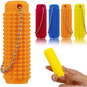 2 x 4 PCS Little Ouchies Pain Fidget Toy, Pocket Mini Pain Stim Fidget Toys for Office Workers to Stress Relief, 3D Printed Spiky Grippie Stim Keychain (Red,Orange,Yellow,Blue)