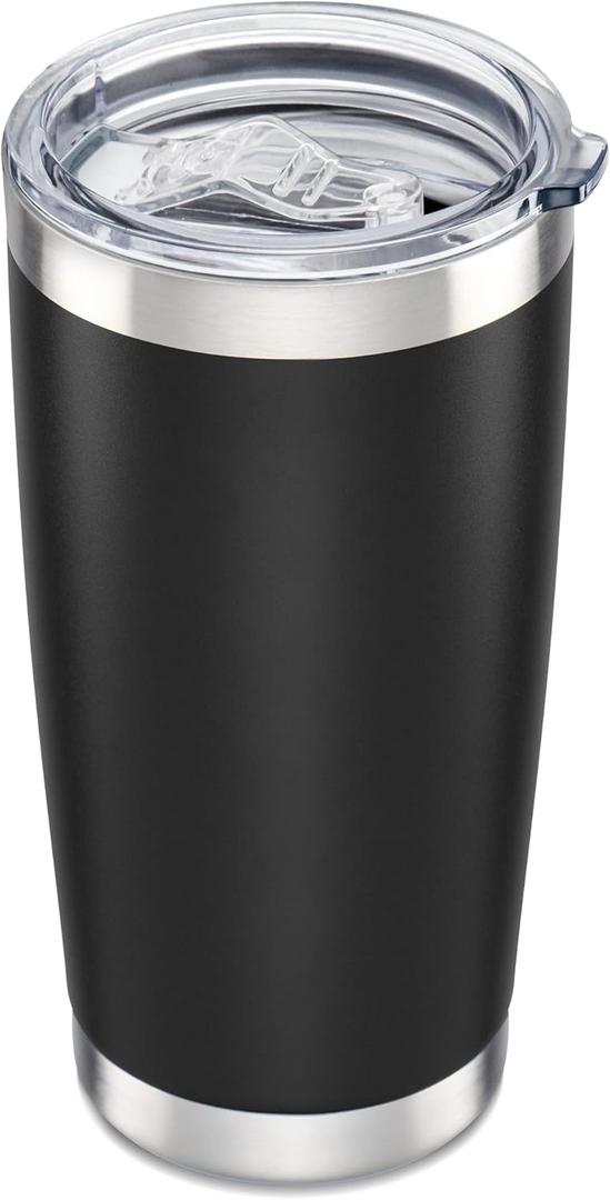 20 oz Tumbler with Lid Stainless Steel Double Wall Vacuum Insulated Tumblers Powder Coated Cups Travel Mug Keep Drinks Cold and Hot, Black
