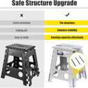 Delxo Folding Step Stool 17.5 Inch,Heavy Duty Step Stools for Adults,Non Slip Folding Stool with Handle,Premium Portable Foldable Step Stool for Kitchen Bathroom Bedroom Up to 400LBS,(Grey,1PC)