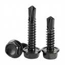 Mellewell #10 x 1-1/4" Hex Washer Head Self Drilling Screws, 410 Stainless Steel Self Tapping Sheet Metal Screws, Black Finish, 50 PCS