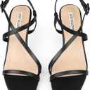 JOY IN LOVE Women's 2.5 Inch Kitten Heels Low Heel Square Open Toe Strappy Sandals (Black) 6