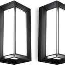 Ledmo Outdoor Wall Lights 1800Lm Modern Outdoor Porch Light 6000K Bright Lighting Black Exterior Lighting Fixture Waterproof Christmas Fixture for House, Patio, Garage, BackyardHallway (2 Pack)