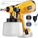 Cordless Paint Sprayer for Dewalt Battery - 20V MAX HVLP Spray Paint Gun with Brushless Motor and Copper Nozzle or Professional House Painting, Furniture, and Interior Use (Yellow/Not Include Battery)